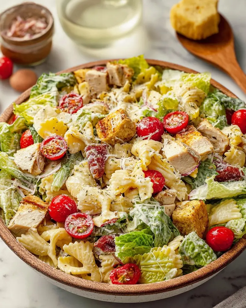Chicken Caesar Pasta Salad 2 Recipe preparation image