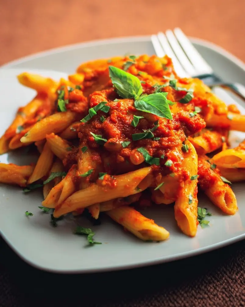 Spicy and delicious pasta with Nduja sauce. 2 Cooking process image