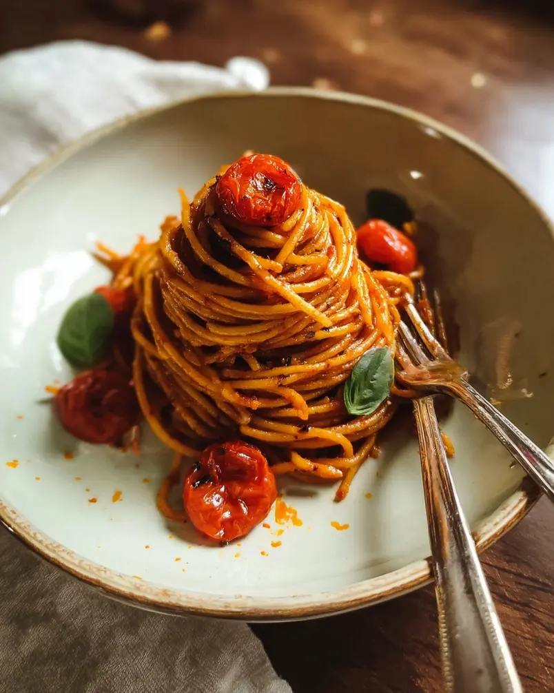 Authentic Spaghetti all’Assassina Spicy Charred Pasta Recipe 2 Cooking authentic spaghetti all'assassina in a skillet