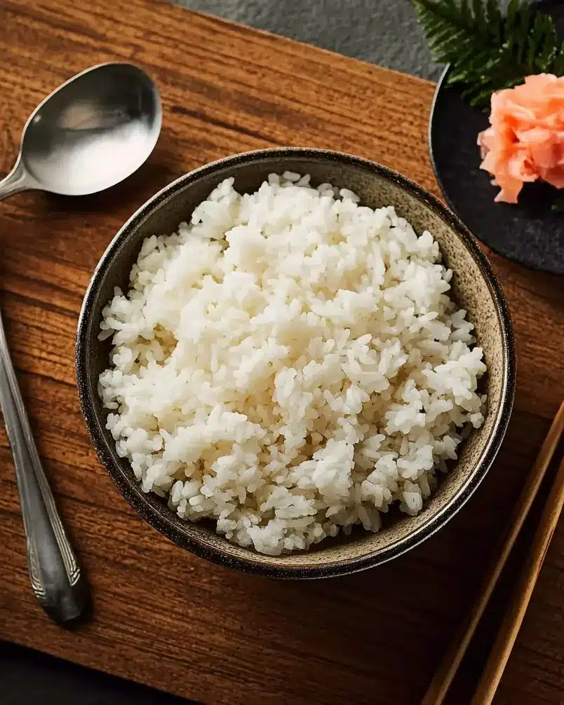 Perfect Sushi Rice 3 Sushi Rice being cooked in a pot while someone checks the process